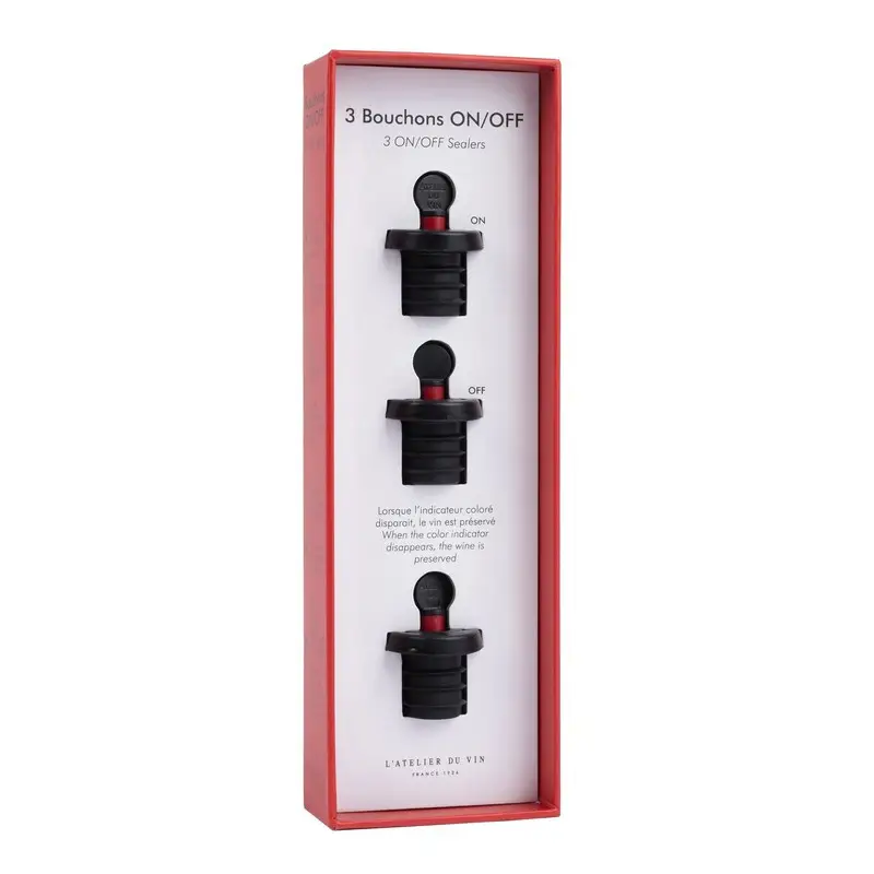 Lot de 3 bouchons vin ON/OFF, L&rsquo;Atelier du Vin Vente Directe