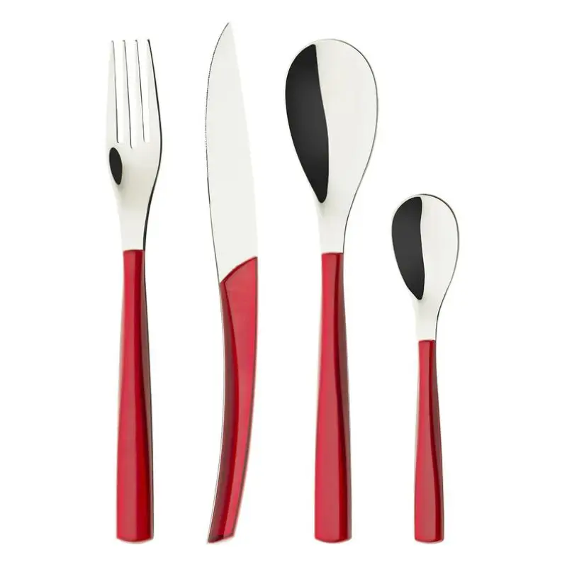 Acheter Direct Ménagère 24 pièces QUARTZ Miroir Rouge, Degrenne Paris