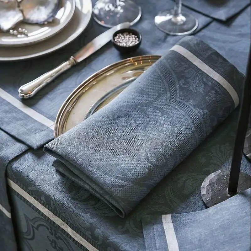 Serviette de table Armoiries Lin Céruléen, Le Jacquard Français Meilleure Vente