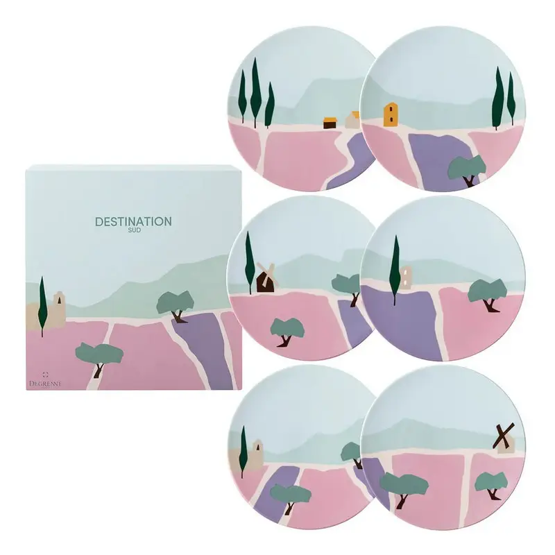 Coffret 6 assiettes à dessert Destination Sud, Degrenne Paris Bon Plan