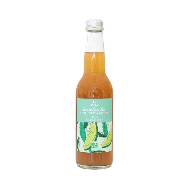 Expédition Rapide Kombucha Citron Vert et Menthe Bio 33cl, Atika