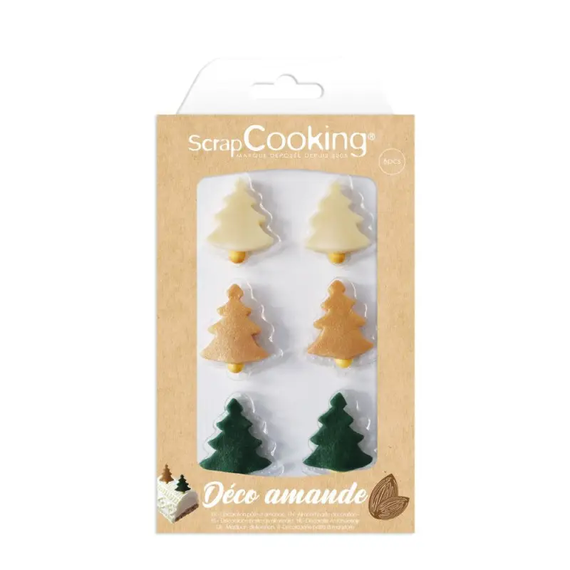 Livraison Express Décorations Sapins de Noël en pâte d&rsquo;amande, Scrapcooking