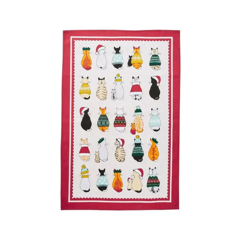 Dernier Modèle Torchon en coton Christmas Cats in Waiting, Ulster Weavers