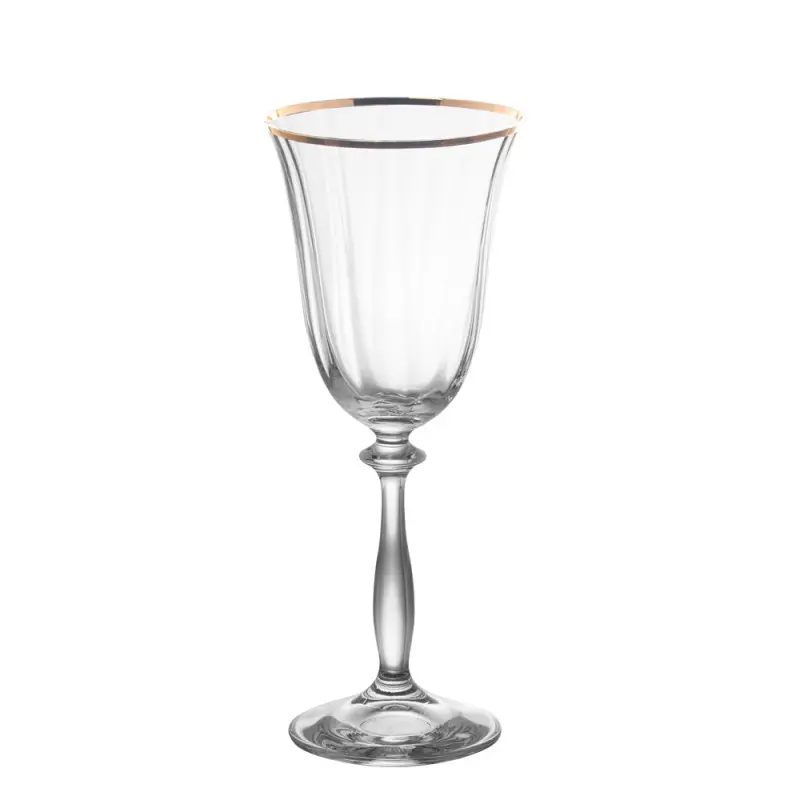 Dernier Modèle Coffret 6 verres à pied Angela filet Or, Crystal Bohemia