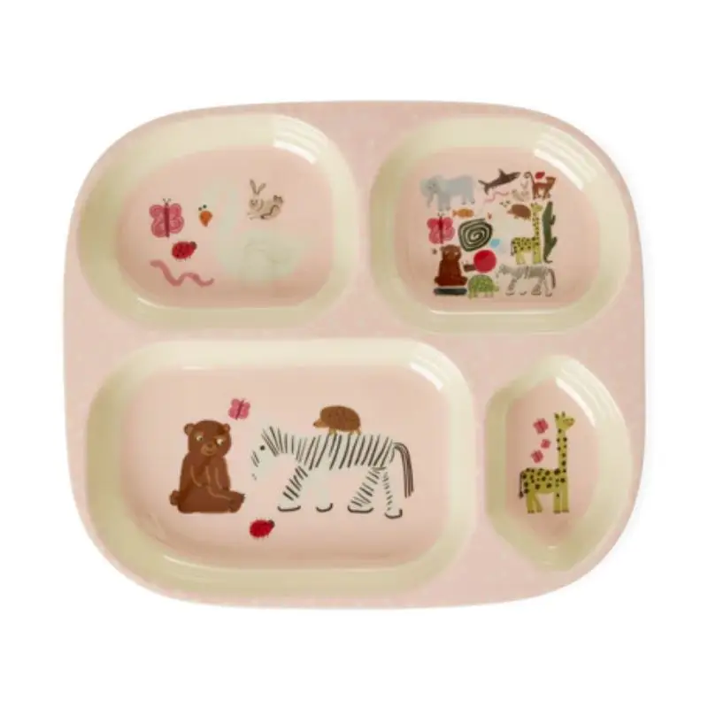 Livraison Gratuite Assiette 4 Compartiments Rose Wildlife Print, Rice