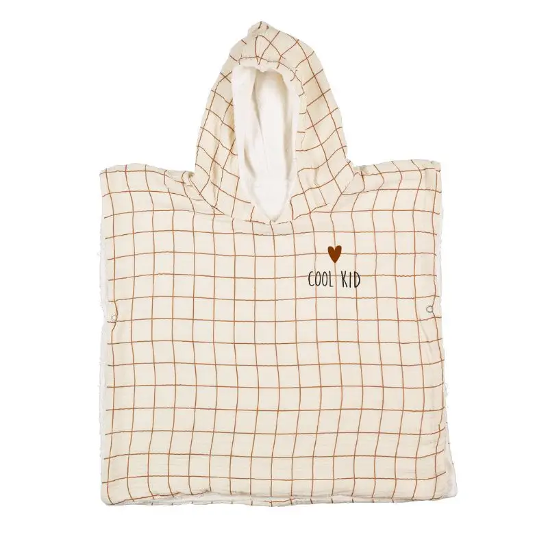 Meilleur Prix Poncho 3/6 ans en Gaze de coton Grands Carreaux, Atelier Wagram