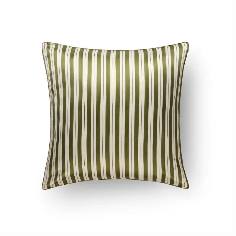 Solde Taie d&rsquo;Oreiller en Soie 65 x 65 cm Rayure verte, Emily&rsquo;s Pillow