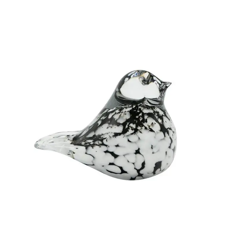 Authentique Oiseau en verre noir et blanc, Emdé