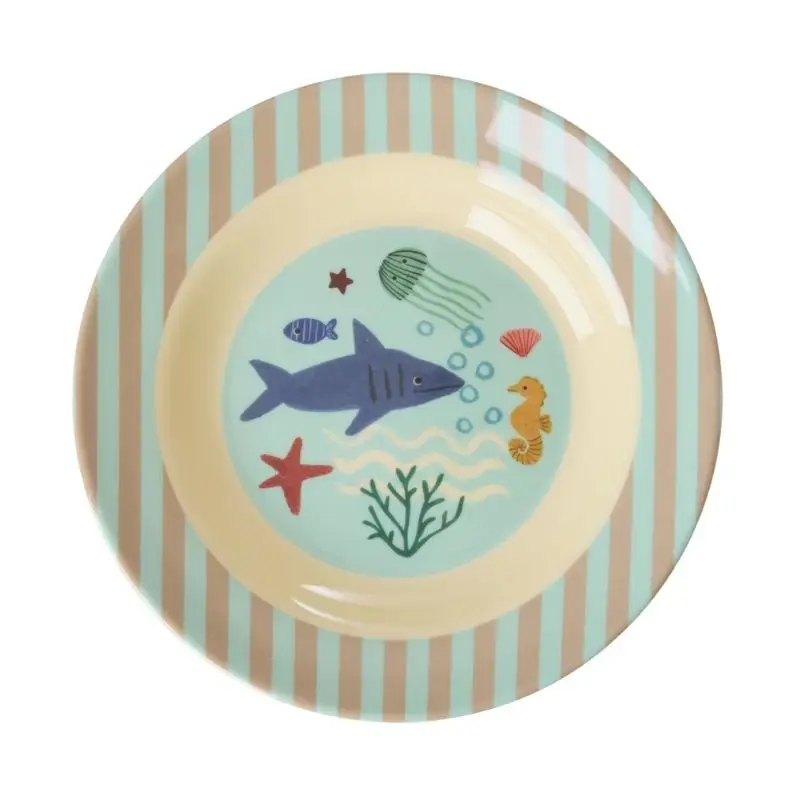 Assiette Creuse Bleu Ocean Print en mélamine, Rice Petit Prix