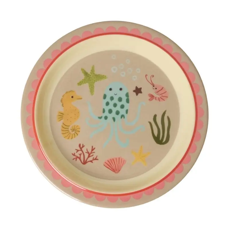 Haute Qualité Assiette plate Corail Ocean Print en mélamine, Rice
