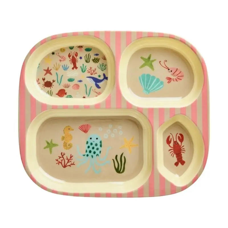 Assiette 4 Compartiments Corail Ocean Print, Rice Offre Du Jour