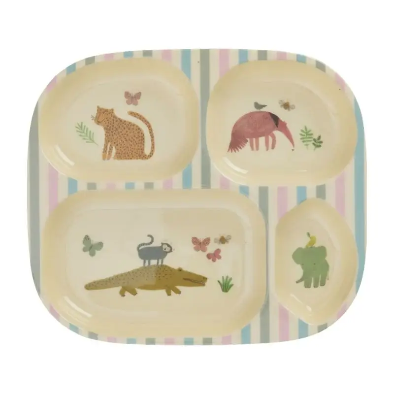 Assiette 4 Compartiments Sweet Jungle Print, Rice Dernier Modèle