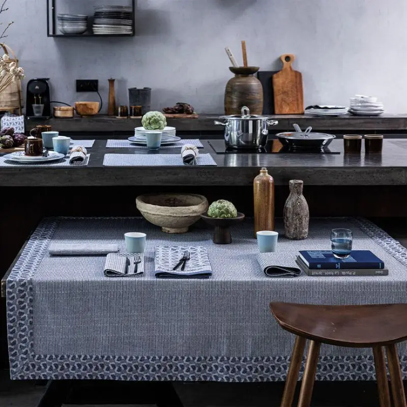 Nappe Empreintes Cobalt, Le Jacquard Français Offre Spéciale