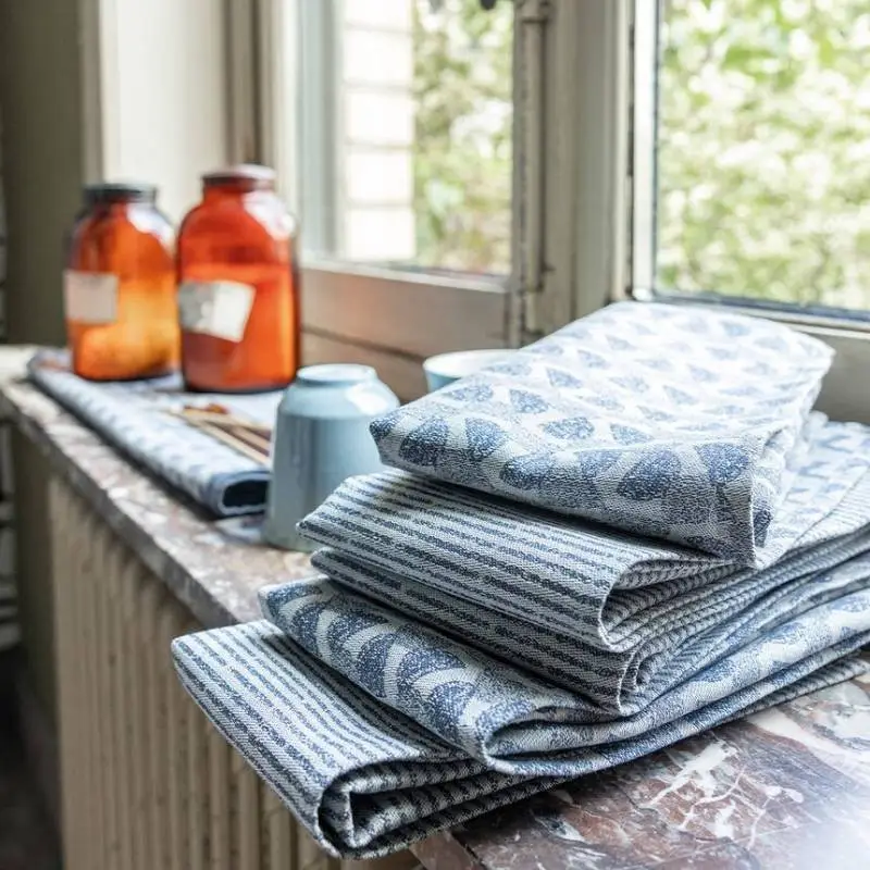 Prix Cassé Serviette de Table Empreintes Cobalt, Le Jacquard Français