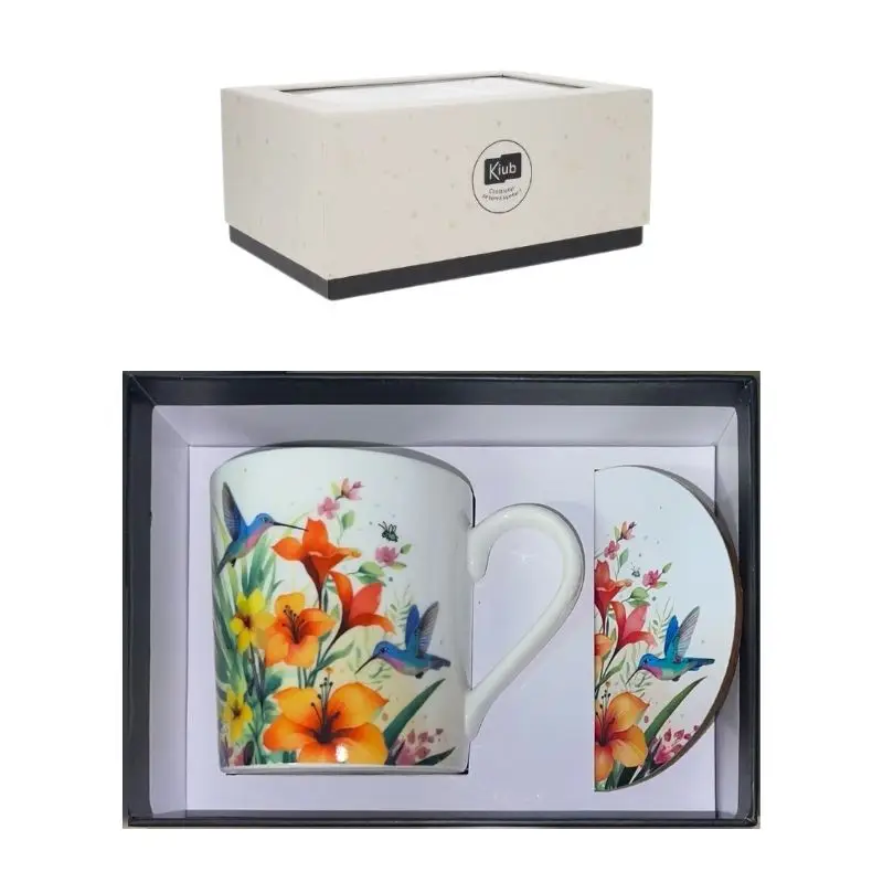 Coffret Mug 28cl et Sous Tasse Colibris, Kiub Acheter Direct