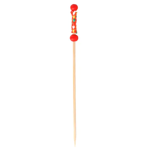 PIQUE PERLE ROUGE EN BOIS 12cm Bon Plan
