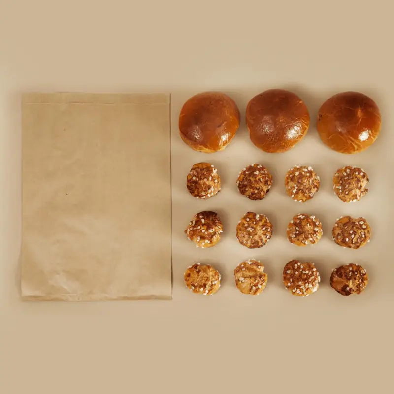 SACS PAPIER KRAFT BRIOCHE-N°107- 24+7x36cm Promotion Saisonnière
