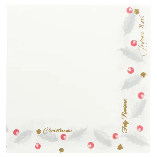 Usine Directe SERVIETTES "DOUBLE POINT" "NOËL" 18 G/M2 40x40 CM BLANC OUATE (1200 UNITÉ) - Garcia de Pou