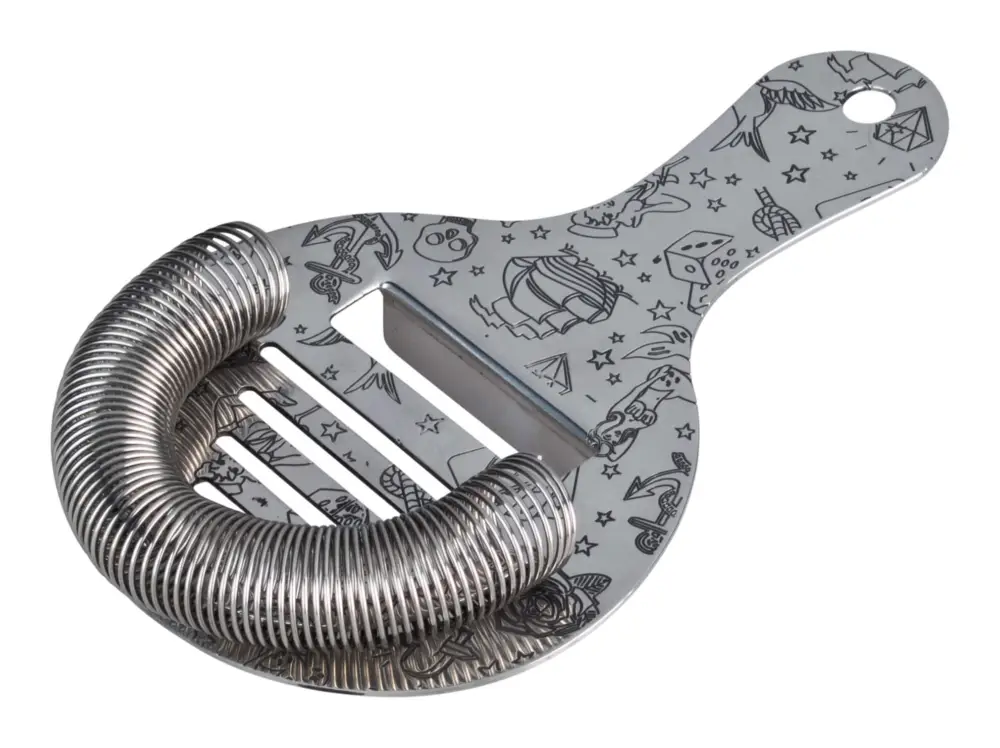 Hawthorne Strainer Tattoo, Urban Bar – Acier inoxydable (10cm) Meilleur Choix