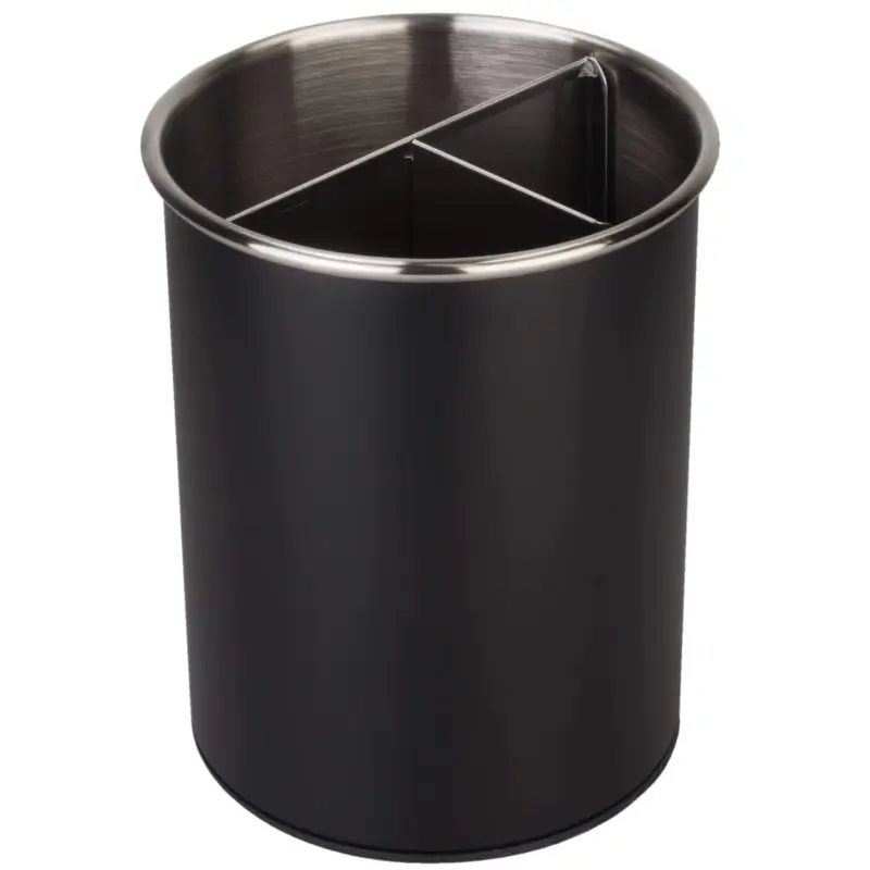 Porte-couverts en acier inoxydable, 3 compartiments, pivotant – noir Nouvelle Collection