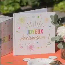 Livre d'or Anniversaire Festicolor Blanc 24x24 cm Authentique
