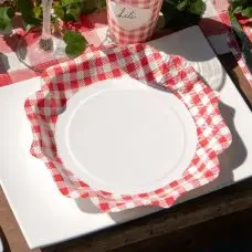 Assiettes en carton Vichy Rouge - Lot de 10, style champêtre Marque