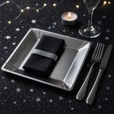 12 assiettes carrées en carton Argentées 18cm Prix Bas