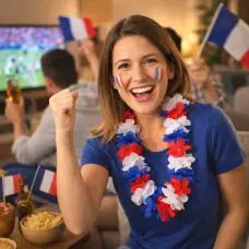 Collier de fleurs tricolore supporter France Quantité Limitée