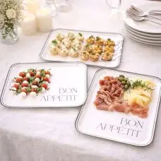 3 Plateaux Bon Appétit Black & White Soldes