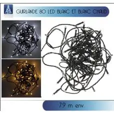 Haute Qualité Guirlande lumineuse de noel 80 LED Blanc et Blanc chaud