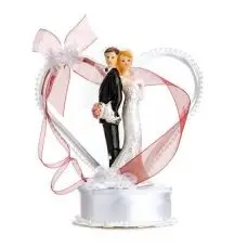Prix Choc Couple de mariés avec Coeur et Ruban Bordeaux