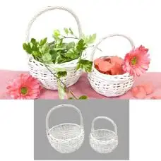 Centre de table 2 Paniers en osier ronds blanc Offre Exclusive