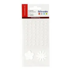 Fleurs en papier et perles autocollantes blanc x 75 Satisfait Ou Remboursé