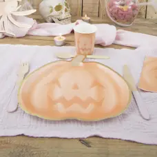8 Assiettes Citrouille Halloween 23cm Offre Limitée