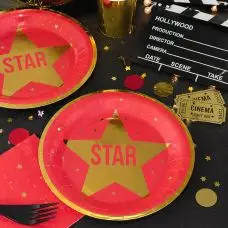 10 Assiettes en carton Fêtes du Cinéma Hollywood Ø 23 cm Soldes