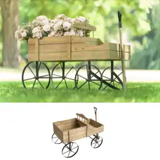 Chariot de marché de décoration originale en bois 85 cm Satisfait Ou Remboursé