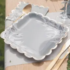 8 Assiettes en carton Greenery Vert de gris Ø23cm Bon Marché