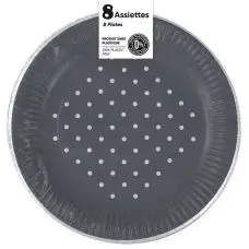 Usine Directe 8 Assiettes rondes festives Gris 18 cm en carton
