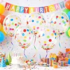 Marque Ballon transparent Confettis Multicolore 45cm x6 pièces