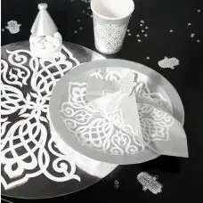 Vente Directe Assiette Orientale Argent en Carton 23 cm x 10 pièces