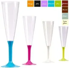 Dernière Chance Flûte à Champagne plastique pas cher a pied Couleur 12 cl x 20 pièces