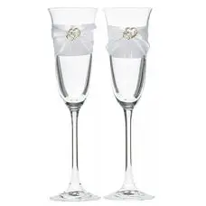 Flute a champagne mariage double coeurs dorés x 2 pièces Offre Spéciale