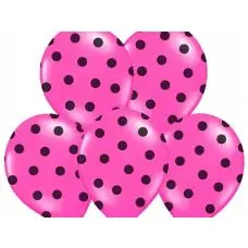 Satisfait Ou Remboursé Ballon gonflable Fuchsia a pois Noir 35cm x 6 pièces