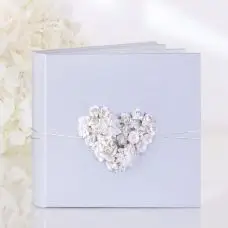 Acheter En Ligne Livre d'or mariage avec coeur en raphia Blanc