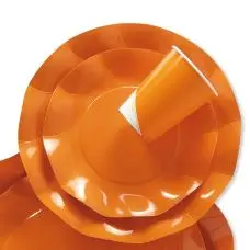 Prix Réduit Petite Assiette en carton design Vague Orange 21cm x 8 pièces