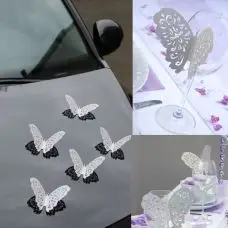 Remise Papillon Géant Blanc pour Decoration de Voiture Mariage x 10
