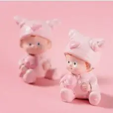 Figurine Baptême Fille Rose x 2 pièces Promotion Saisonnière