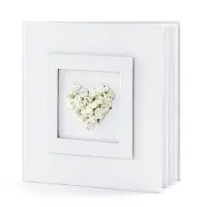 Livre d'or Blanc nacré avec Coeur de Rose Bon Plan